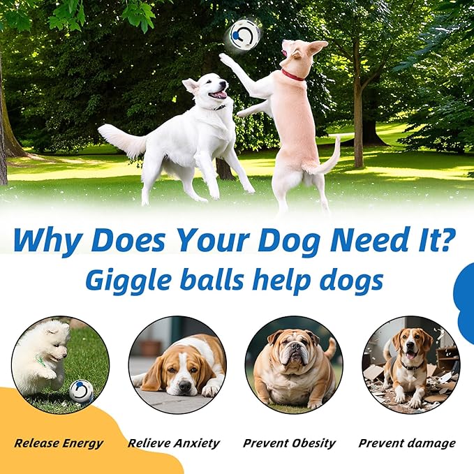 Glow in The Dark Dog Toys Ball, Interactive Dog Ball, Shaking with Gibbering Sound, S, 3.14 in (8 cm)