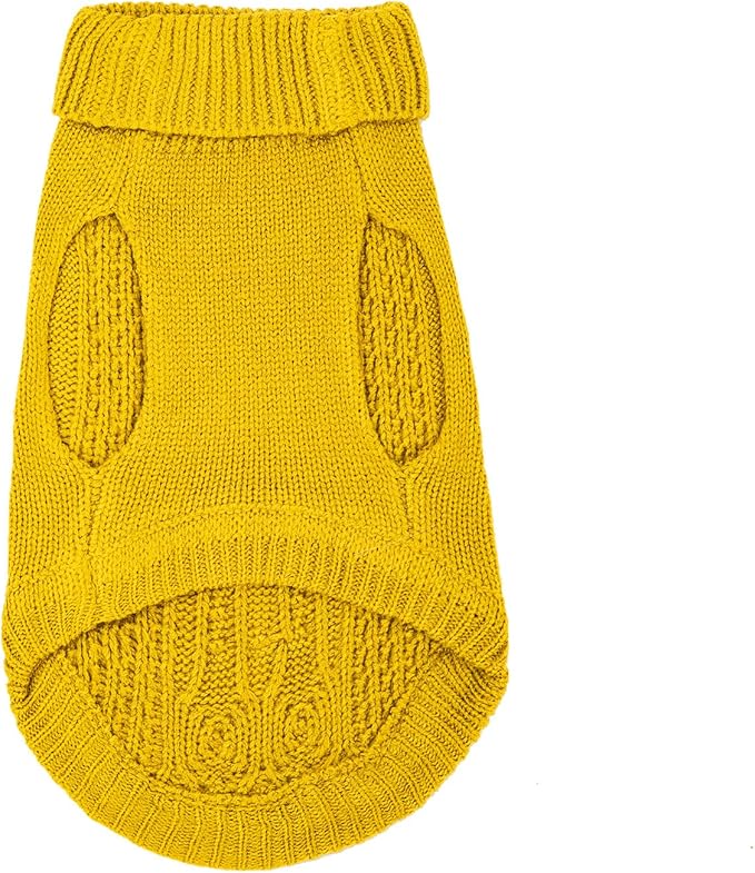 Stretchy Cat Sweater - 17 Colors & 6 Sizes | Snug Winter-Ready Knit for Boy/Girl Cats & Kittens(Dark Yellow, Large)