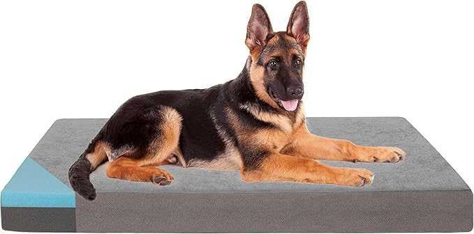 Orthopedic Memory Foam Dog Bed for Large Dogs, Cooling Dog Beds -Waterproof Pet Bed Mats for Crate with Removable Washable Cover,Ideal for Arthritic Dogs (47inch,110Lbs)