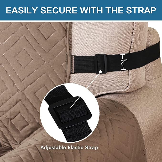 H.VERSAILTEX Reversible Sofa Slipcover Furniture Protector Water Resistant 2" Wide Elastic Strap Sofa Cover Couch Covers Pets Kids Fit Sitting Width Up to 66" (Sofa: 75" x 110", Taupe Brown/Beige)