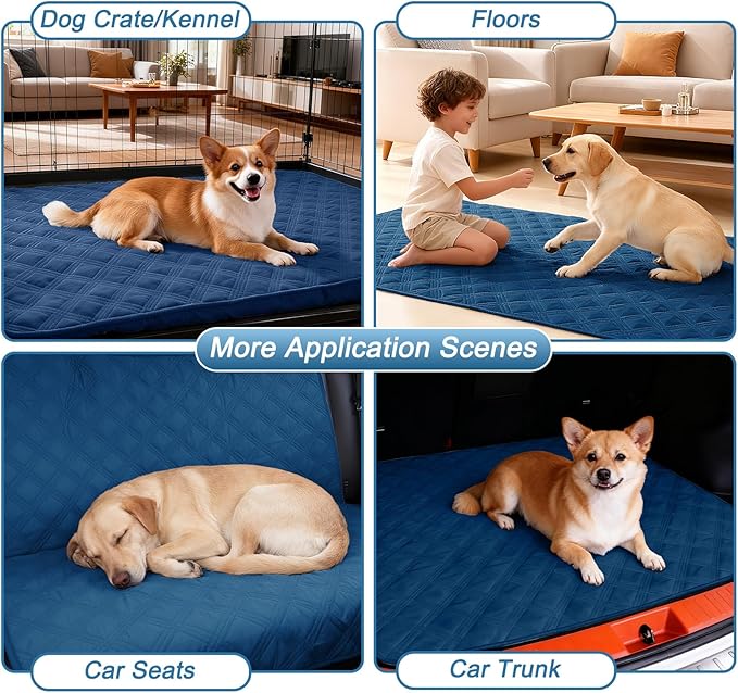 hyha Waterproof Dog Blanket, Reversible Pet Bed Blanket, Soft Sofa Couch Cover for Dogs Washable, Waterproof Pet Couch Covers for Sofa Puppy Cats Furniture Protector(52"x82", Navy Blue/Blue)