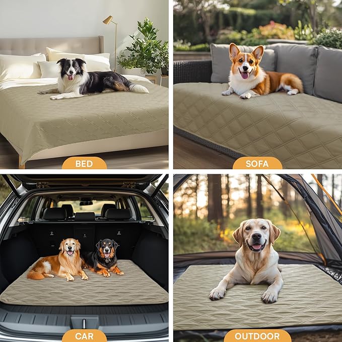 Luciphia 100% Waterproof Couch Cover Blanket for Dogs Anti-Slip Pet Couch Protector Sofa Mat Puppy Cat Blanket with Non-Slip Bottom, Taupe White, 52x82 Inch