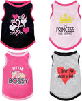 4 Pack Dog Shirts Summer Printed Puppy Clothes Cute Sleeveless Pet T Shirts Dog Clothes for Small Medium Dogs Cats Girl(L)
