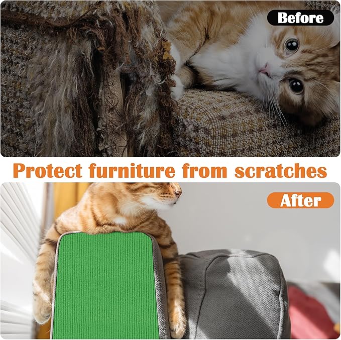 Cat Scratch Furniture Protector - 158" x 13.8" Trimmable Self-Adhesive Cats Claws Scratch Pads, DIY Cat Climbing Couch Protector for Scratch Post Cat Tree Replacement Indoor (Green)