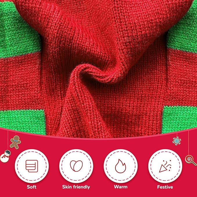 Dog Cat Christmas Sweater Boy Girl Ugly Reindeer Xmas Pet Clothes Holiday Puppy Costume New Year Gifts for Small Medium Large Dogs Outfits (XL, Red Green Stripe Reindeer)