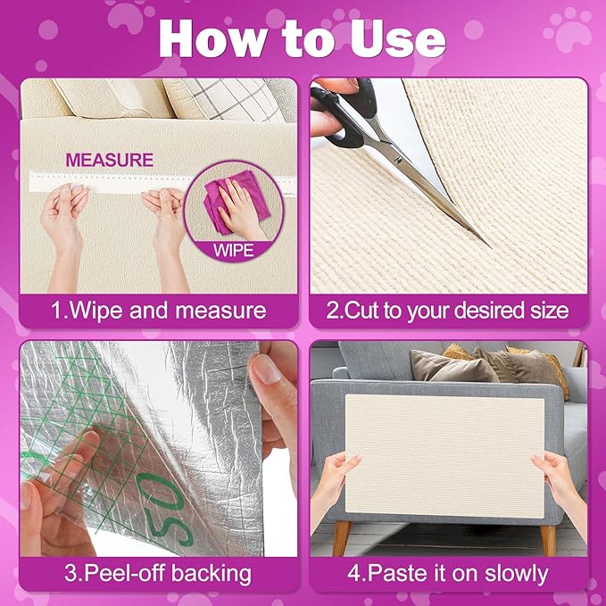 Anit Cat Scratch Couch Furniture Protector,78.7x15.8 Cat Wall Corner Scratcher Pads Mat,DIY Climbing Scratching Carpet Post Board Replacement