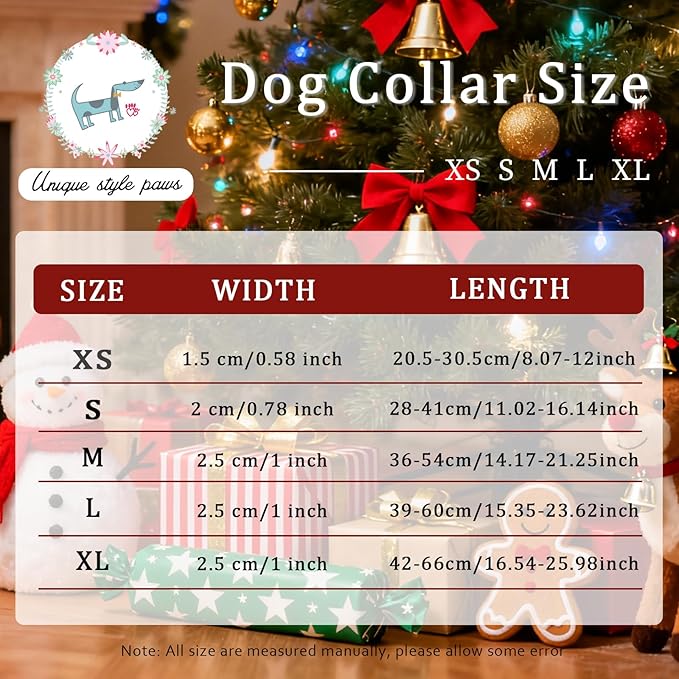 Christmas Dog Collar, Unique Style Paws Red Green Strips Dog Collar for Christmas Comfortable Red Pet Collar with Lightweight Plastic Buckle for Holiday, Fancy Dog Gift