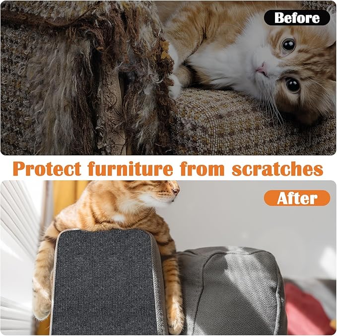 Cat Scratch Furniture Protector - 158" x 15.8" Trimmable Self-Adhesive Cats Claws Scratch Pads, DIY Cat Climbing Couch Protector for Scratch Post Cat Tree Replacement Indoor (Dark Gray)