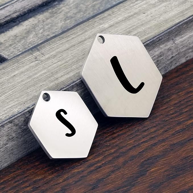 Ultra Joys Personalized Dog and Cat Tags - Stainless Steel, Hexagon Mountain Design, Silver Small, Custom Engraving Front and Back