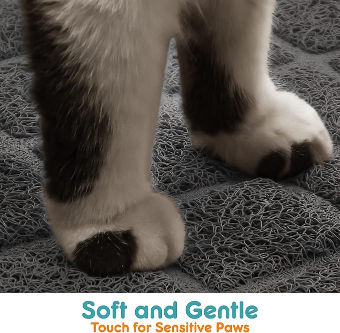 Cat Litter Mat Litter Trapping Mat, 24" x 17" Premium Durable PVC Grid Mesh with Scatter Control, Non-slip, Less Waste Cat Litter Box Mat, Soft on Kitty’s Paws, Urine Waterproof