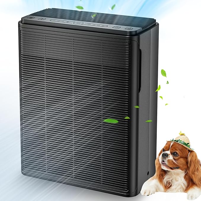 Air Purifiers for Home Large Room Up to 2000 Ft² with Washable Filters, AIUZLK H13 HEPA Filter,Bedroom Air Purifier for Pet,Air Cleaner for Smoke Pet Hair Dander Odor,P260 Black (Black)