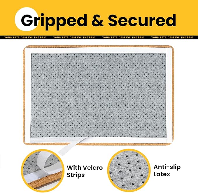 Cat Scratcher Mat,Sisal Cat Scratch Pad Rug,Wall Scratchers for Indoor Kitten Scratching&Stretching,Furniture Protector for Post&Sofas&Couch&Carpets&Floor,Kitty Bithday Gifts,Medium,Brown