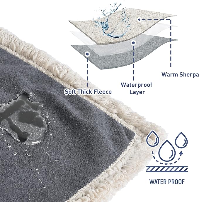 Kritter Planet Waterproof Bed Blanket for Couples, Washable Stain Proof Pad Bed Cover, Reversible Leakproof Protector, Liquid Pee Proof Blanket for Couch Sofa, 80x90 inch, King Size