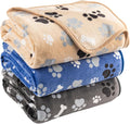 Dog Blanket Paw Bone Pattern 1 Pack 3 Colorful 60"*50" Super Soft Warm Flannel Sofa Cover Car Bed Protector, Urine Proof Washable Outdoor Pet Blanket for Puppy Large Dogs & Cats