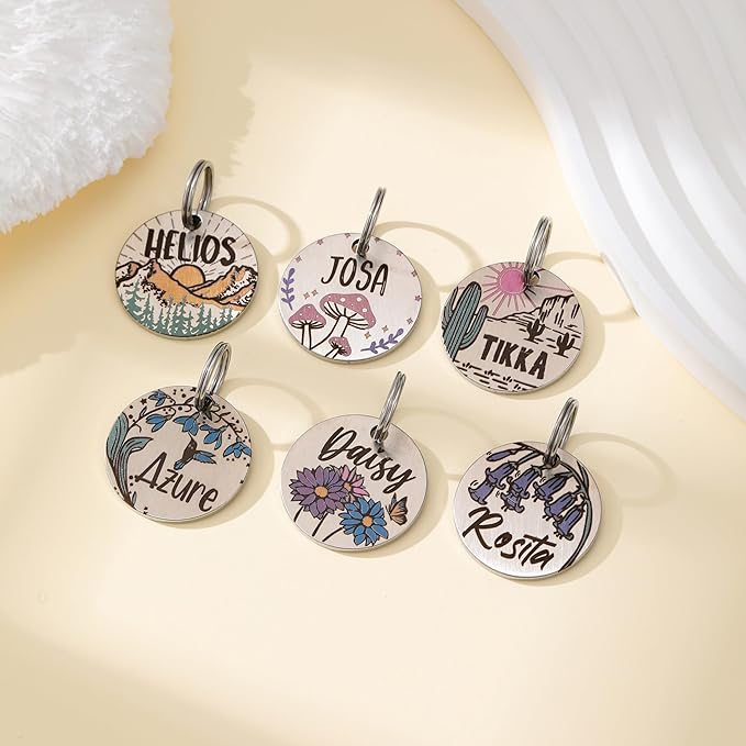 Colorful Dog Tags Personalized, Engraved Dog Tags with Colored Printing for Pets, Dog Name tag with deep Engraving, Custom pet ID Tags, Customizable cat Collar Holder tag (Dolphin)