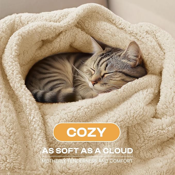 Luciphia Waterproof Pet Blanket for Medium Large Dogs Soft Cat Sherpa Calming Thick Cover Leakproof Cozy Puppy Sofa Bed Car Couch Protector(Beige,30x20 inches)