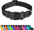 Reflective Dog Collar, Adjustable Soft Neoprene Padded Nylon Pet Collars with Buckle for Extra Large Dogs, Black,XL