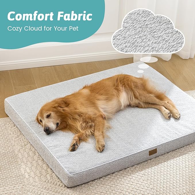 Dog Crate Bed for Small Size Dogs, Rectangular Orthopedic Cat Beds, Foam Anti-Slip Bottom Pet Mat with Washable Removable Cover, Suitable for Pet Up to 30 lbs, 24x16x3 inch, Grey