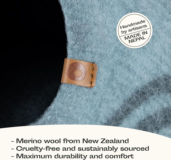 MEOWFIA Cat Cave – Premium Felt Cat Bed for Indoor Cats, Handmade Merino Wool (Aquamarine, Large)