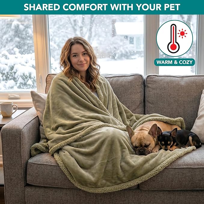 PetAmi Waterproof Dog Blanket for Small Medium Dog Puppy Cat Throw for Couch Cover Leakproof Protection, Sherpa Fleece, Reversible Soft Washable 29x40 Taupe Taupe