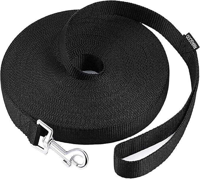 AmaGood Dog Leashes for Small Medium Large Dogs,15 ft 20 ft 30 ft 50 ft Long Dog Leashes for Dog Training,Tie Out,Play,Safety,Camping (20 feet, Black)