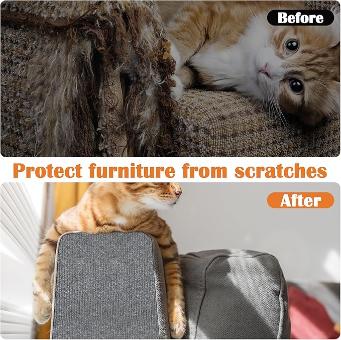 Cat Scratch Furniture Protector - 118" x 13.8" Trimmable Self-Adhesive Cats Claws Scratch Pads, DIY Cat Climbing Couch Protector for Scratch Post Cat Tree Replacement Indoor (Light Gray)