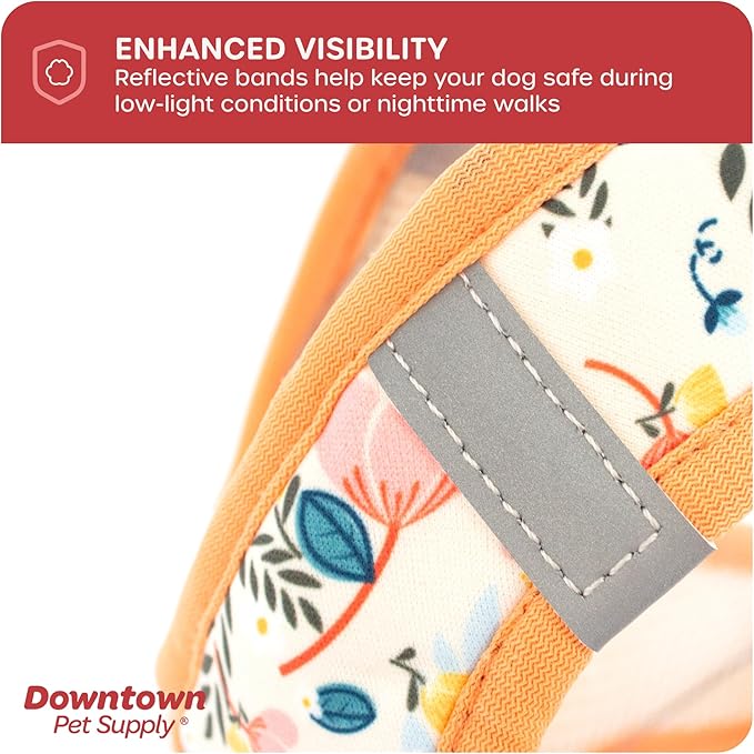 Downtown Pet Supply Step-in Dog Harness – No Pull, Adjustable Padded Mesh with Reflective Trim, Secure Buckle Strap – Comfortable & Breathable Small Dog Harness, Large, Floral
