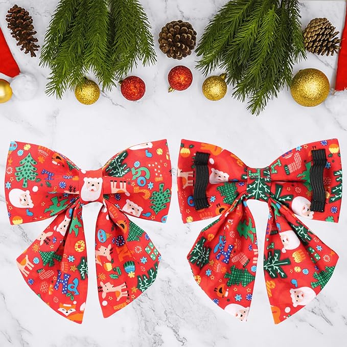 Christmas Dog Collar with Bow Tie, Christmas Collar for Puppy Girl Boy Dog or Cat, Bowtie Dogs Collars with Durable Metal Buckle, Cute Pet Collars, S