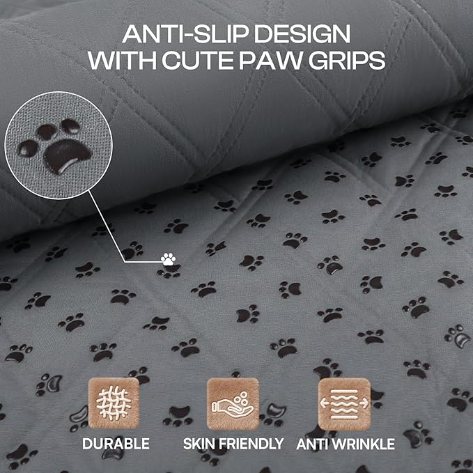 Luciphia 100% Waterproof Couch Cover Blanket for Dogs Anti-Slip Pet Couch Protector Sofa Mat Puppy Cat with Non-Slip Bottom, Grey, 30x70 Inch