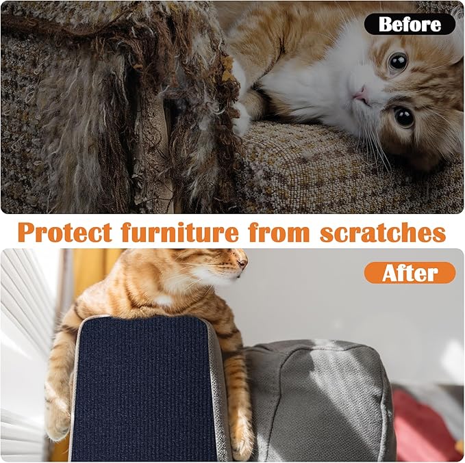 Cat Scratch Furniture Protector - 78.7" x 13.8" Trimmable Self-Adhesive Cats Claws Scratch Pads, DIY Cat Climbing Couch Protector for Scratch Post Cat Tree Replacement Indoor (Dark Blue)