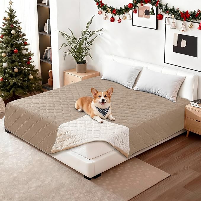 Waterproof Couch Covers for Pets, Waterproof Dog Bed Cover, Anti-Slip Soft Dog Blankets, Couch Cover for Dogs Washable, Pet Blanket for Puppy Large Dogs Cat (82x120 Inch, Khaki)