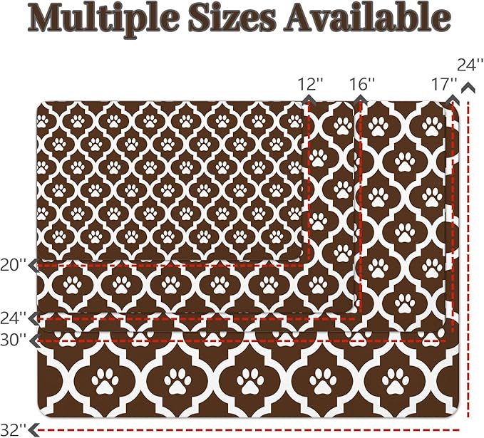 Dog Food Mat 24X32 Inch Pet Feeding Absorbent Mats for Floor Cat Water Bowl Placemats Non-Slip Washable Dog Mat for Food and Water