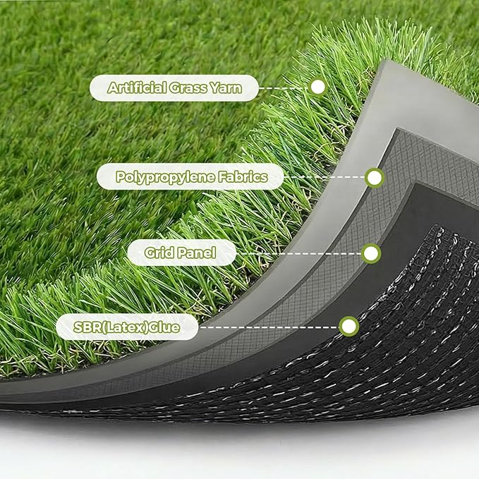 Artificial Grass Rug Indoor Outdoor, 6 x 10FT Faux Grass Turf with Drainage Holes, Realistic Artificial Lawn Rug Dog Pets Mat, Turf Carpet for Garden Lawn Landscape Balcony Patio Backyard Easter Decor