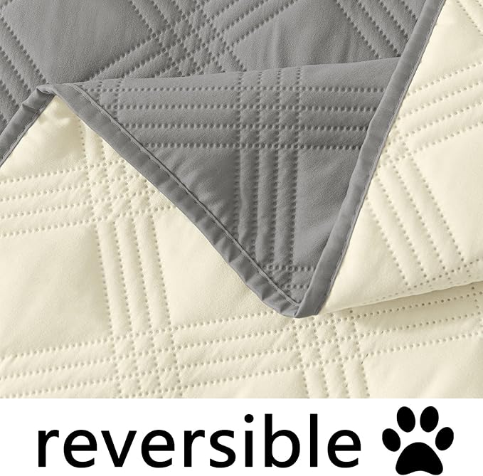 hyha Waterproof Dog Blanket, Reversible Pet Bed Blanket, Soft Sofa Couch Cover for Dogs Washable, Waterproof Pet Couch Covers for Sofa Puppy Cats Furniture Protector(30"x70", Grey/Beige)