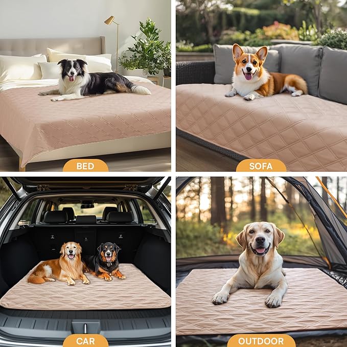 Luciphia 100% Waterproof Couch Cover Blanket for Dogs Anti-Slip Pet Couch Protector Sofa Mat Puppy Cat with Non-Slip Bottom, Beige, 68x82 Inch