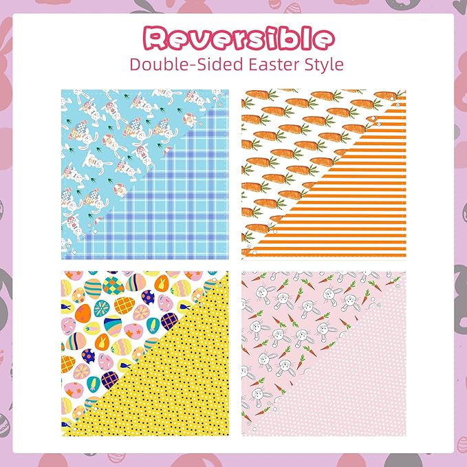 PAWCHIE Easter Dog Bandanas 4 Pack, Reversible Dog Party Triangle Scarf Bibs, Pet Holiday Costume with Adjustable Snaps, Multiple Christmas-Themed Patterns for Medium Dogs Puppy,Cats Pets,L