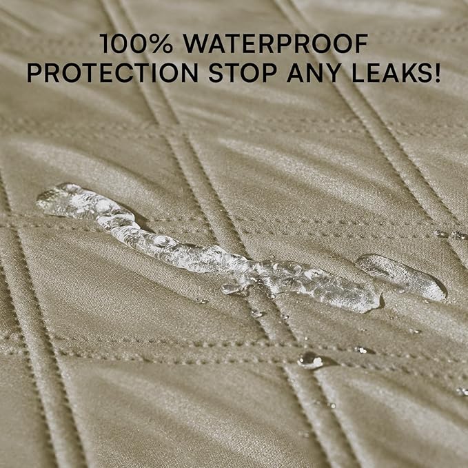 Luciphia 100% Waterproof Couch Cover Blanket for Dogs Anti-Slip Pet Couch Protector Sofa Mat Puppy Cat Blanket with Non-Slip Bottom, Taupe White, 52x82 Inch