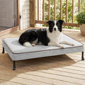 Veehoo Elevated Dog Bed with Waterproof Cushion Mat, Cooling Raised Dog Beds with Padded Top, Washable Outdoor Dog Bed, Orthopedic Pet Cot for Indoor & Outdoor, Medium Dog Bed 35.5" x 25", Dark Grey
