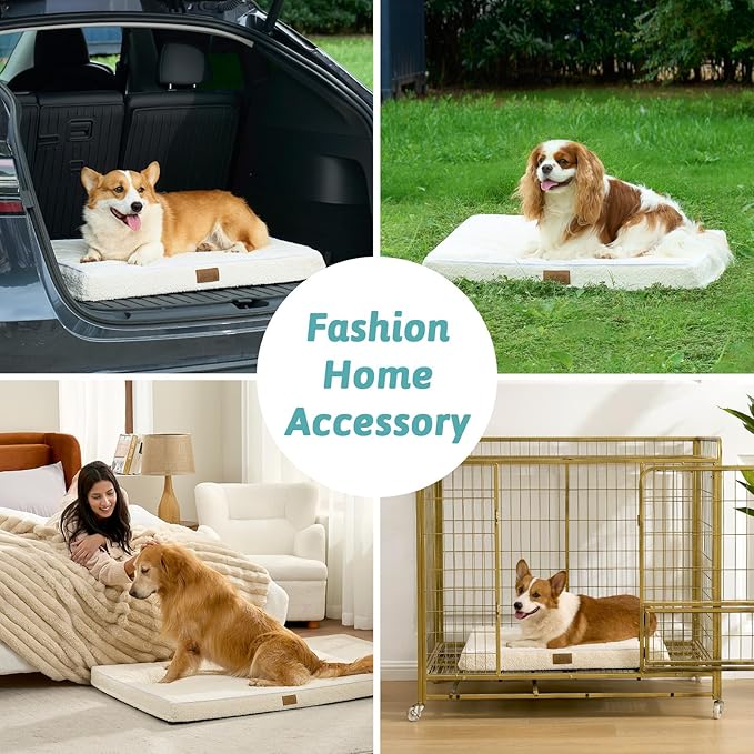 Dog Bed for Extra Large Dogs, Rectangular XL Orthopedic Dog Beds, Foam Anti-Slip Bottom Pet Mat with Washable Removable Cover, Suitable for Pet Up to 100 lbs, 44x32x3 inch, Bed