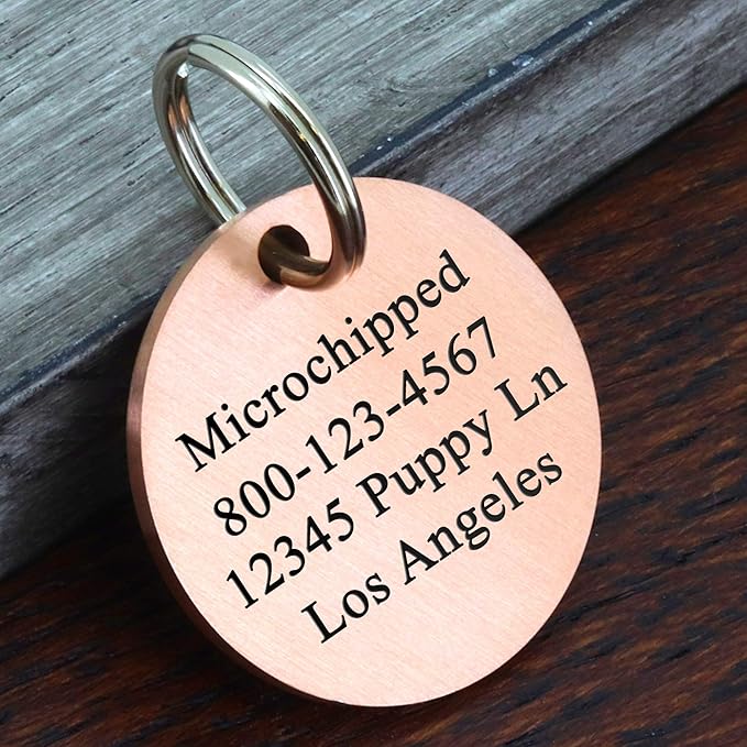 Ultra Joys Stainless Steel Personalized Dog & Cat Tags, Custom Engraving Front & Back, Round Tag Vine Design 2, Rose Small