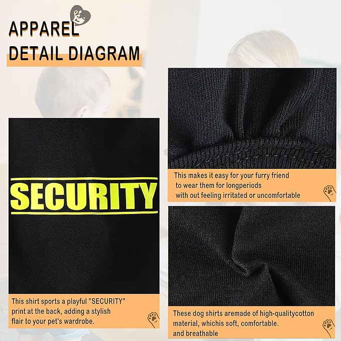 Discover Cozy Cotton Canine Wear: Soft, Lightweight, and Breathable Dog Shirt Vest with Eye-Catching Graphics(Security), Keeping Your Furry Friend Warm and Comfy! Grey 3XL