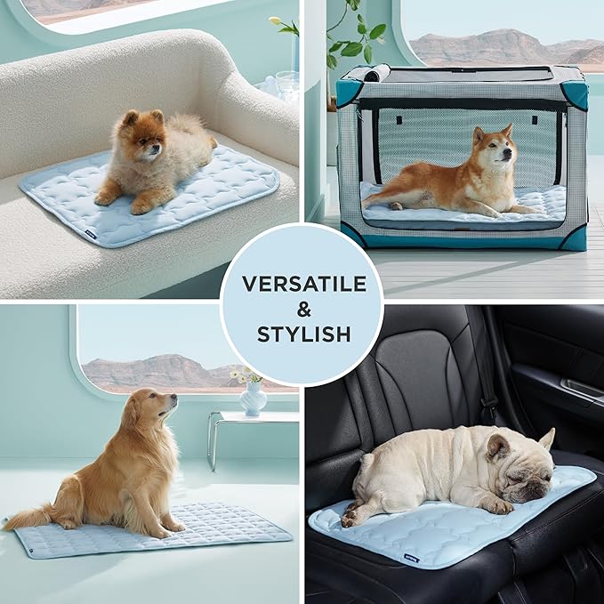 Bedsure Cooling Mat for Large Dogs – 48x30 Thin Washable Cooling Pet Pad for Puppy, QMAX>0.5, XXL Portable Kennel Puppy Bed for Summer, Non-Slip Summer Crate Pad for Big Dog Up to 100 lbs