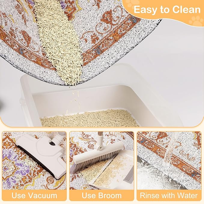 Bienbee Cat Litter Mat, 24" x 15" Litter Box Mat Rug with Non-Slip Bottom,Urine and Water Proof, Easy to Clean Cat Supplies Essentials for Indoor Kitty Kitten Floor, Brown M