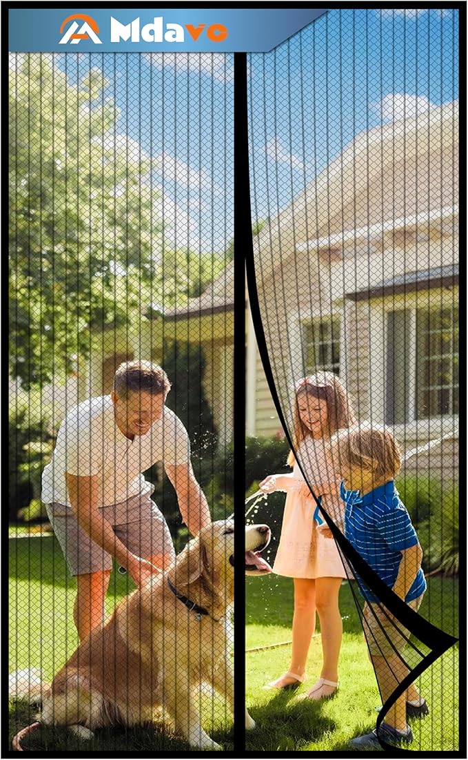 Magnetic Screen Door, Fit Door Size 48 x 80 Inches, Screen Doors with Magnets, Pet & Kid Friendly，Works with Front Doors, Sliding Doors ‎Black