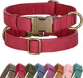 Didog Soft PU Leather Dog Collar, Stylish Quick Released Dog Collars for Medium Dogs, Easy Clean Adjustable Pet Collar for Daily Walking, Red, M Fit 13-21" Neck