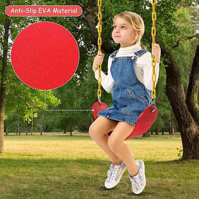 Sunnyglade 8PCS Swings Seats Heavy Duty with 66" Chain, Playground Swing Set Accessories Replacement with Snap Hooks, Support 250lb (8, Red)