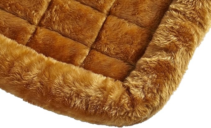 MidWest Homes for Pets QuietTime Dog Bed – Cinnamon Faux Fur Bolster, Ultra-Soft and Machine Washable, Fits 48-Inch Crates and Carriers, for Extra-Large Breed Dogs