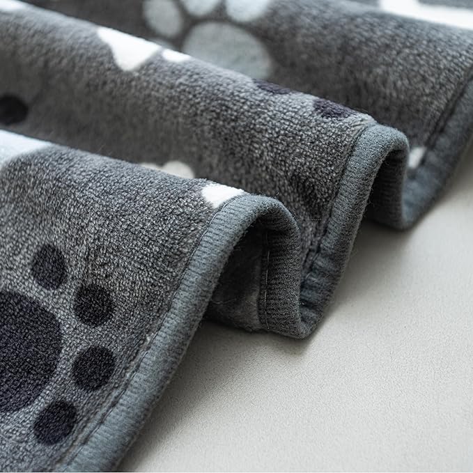 Dog Blanket Paw Bone Pattern 1 Pack 1 Super Soft Warm Flannel Sofa Cover Car Bed Protector, Urine Proof Washable Outdoor Pet Blanket for Puppy Large Dogs & Cats,80"*60" Grey