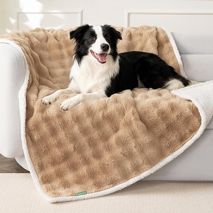 Soft Cozy Waterproof Dog Blanket for Couch - Room Decor Medium Pet Blanket for Furniture Protector, Washable Calming Dog Crate Blankets for Indoors & Outdoors, Khaki, 40"x50"