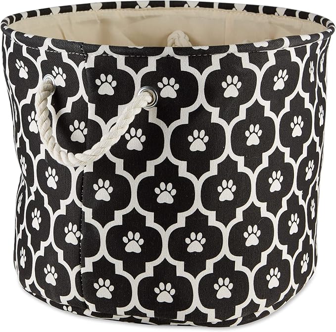 Bone Dry 6192 Pet Storage Collection Lattice Paw Print, Large Round, Black